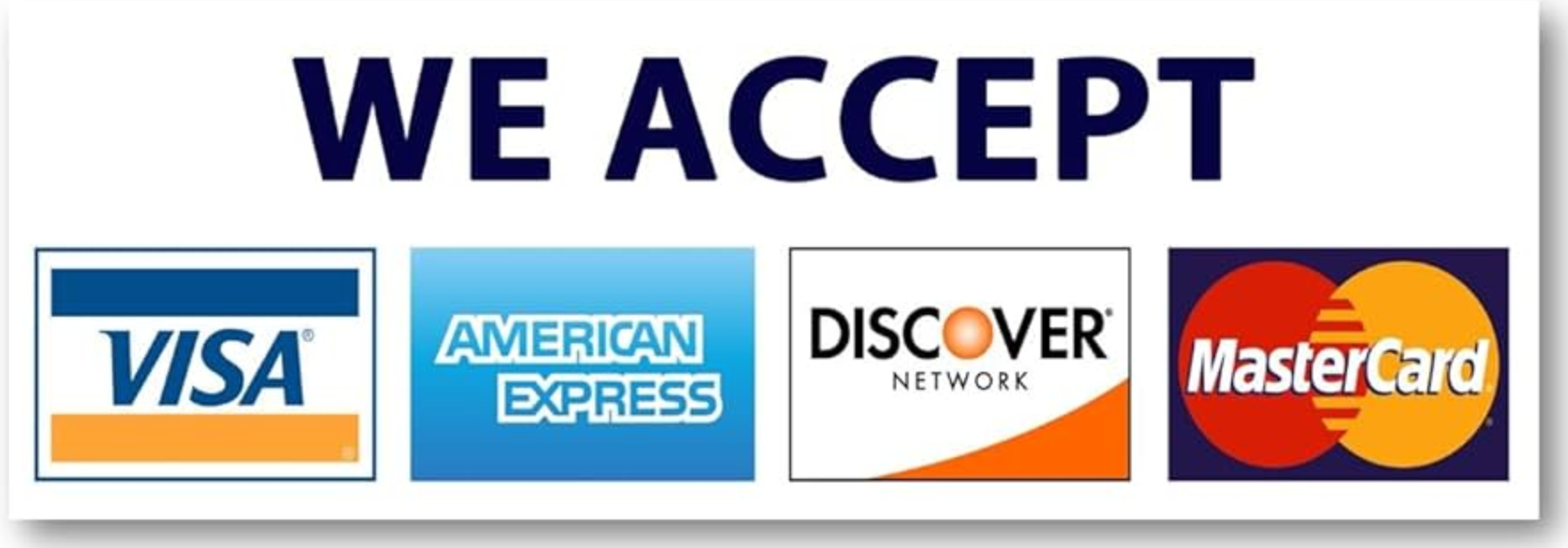 We Accept All Major Credit Cards